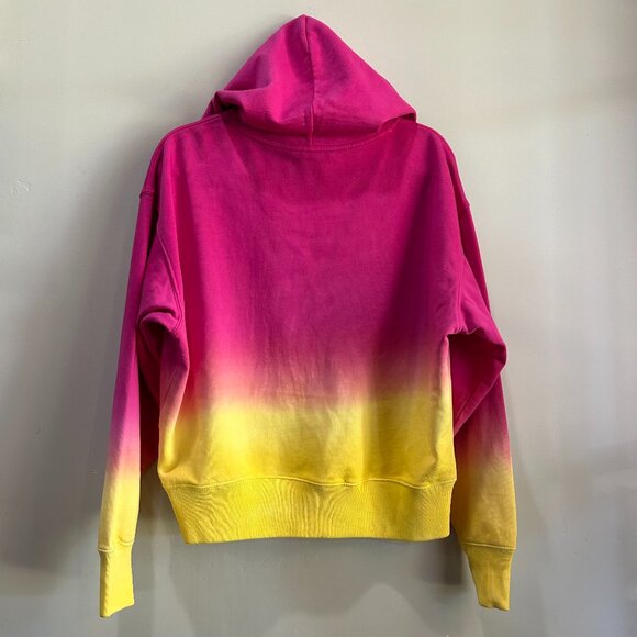 Lauren Ralph Lauren Dip-Dyed French Terry Hoodie Pink/Yellow Size Medium Women - Picture 8 of 16